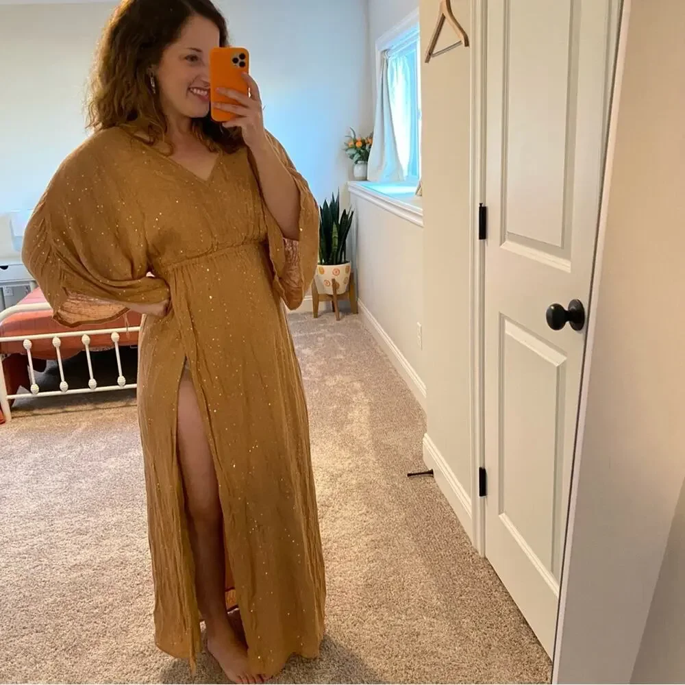 NWT Sundress Bronze Sequin Sexy Maxi Dress XS/S